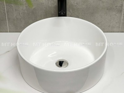 Lavabo Đặt Bàn Đá Tròn Màu Trắng MTLA-57 0