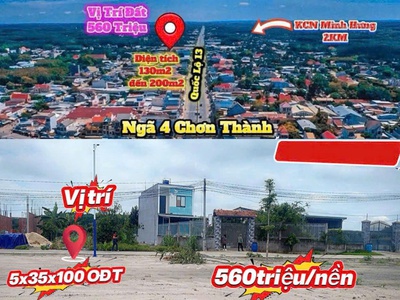 Bán đất phường Hưng Long giá 568 triệu, 140m2, gần trường học liền kề Cụm KCN Minh Hưng 3 1