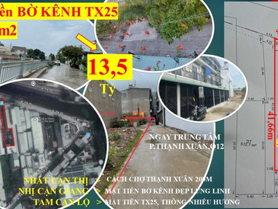 43. đất mặt tiền bờ kênh - thạnh xuân 32- 264m2 thổ cư- 13,5 tỷ 0