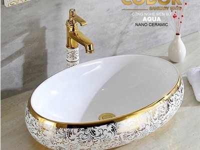 Lavabo Đặt Bàn Oval Hoa Văn CODOR LA05 0