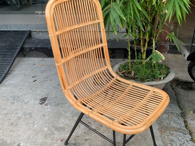 Ghế mây tự nhiên kết hợp chân sắt 2