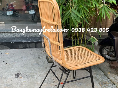 Ghế mây tự nhiên kết hợp chân sắt 3