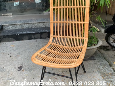 Ghế mây tự nhiên kết hợp chân sắt 4