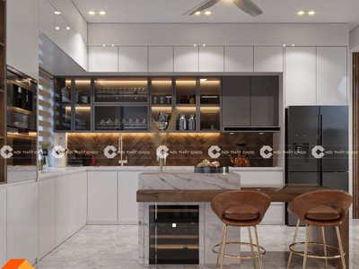 Tủ bếp gỗ công nghiệp MDF lõi xanh cao cấp srhtm 2