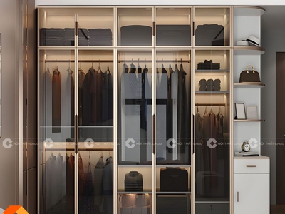 Tủ Áo Cánh Kính Gỗ Công Nghiệp MDF Có Góc Trang Trí fghgm 2