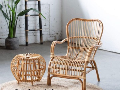 Ghế mây tự nhiên lưng cao kèm tay vịn 6