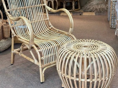 Ghế mây tự nhiên lưng cao kèm tay vịn 8