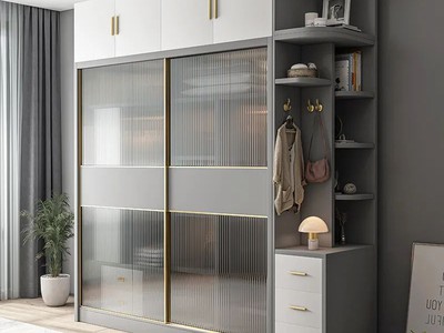 Tủ Áo Cánh Kính Cửa Lùa Màu Trắng Phối Xám Hiện Đại 1