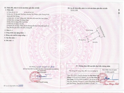 Bán đất mặt ngõ Tân thành, Dương Kinh, hp dt 147m2 ngang 8. 0