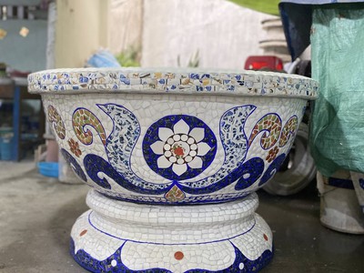 Cơ sở chậu hoa Thế Sơn - chậu hoa dán sành sứ - chậu khảm sành - cẩn miễng 13