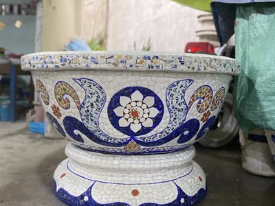 Cơ sở chậu hoa Thế Sơn - chậu hoa dán sành sứ - chậu khảm sành - cẩn miễng 14
