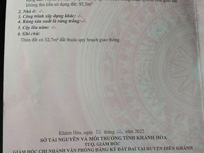 Lô đất đẹp ngay trung tâm thị trấn diên khánh   thích hợp đầu tư hay xây nhà vườn nghỉ dưỡng- diện 1