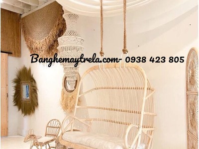 Ghế xích đu đôi treo trần mây tự nhiên 2
