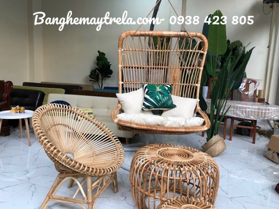 Ghế xích đu đôi treo trần mây tự nhiên 5
