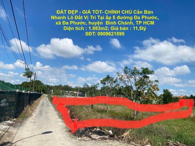 Đất đẹp - giá tốt- chính chủ cần bán nhanh lô đất vị trí tại  huyện bình chánh, tp hcm 0