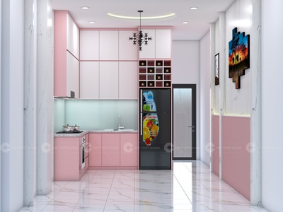 Tủ Bếp Gỗ Công Nghiệp An Cường Chữ L Kịch Trần 0