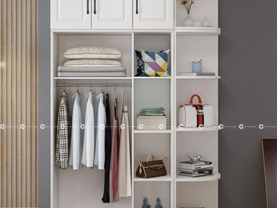 Tủ Quần Áo Gỗ Công Nghiệp MDF Màu Trắng Tân Cổ Điển 0
