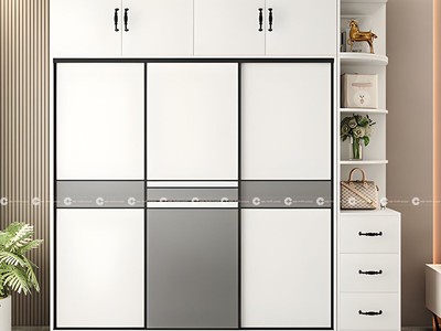 Tủ Quần Áo Gỗ MDF Cửa Lùa Có Kệ Trang Trí Hiện Đại 0