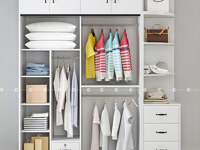 Tủ Quần Áo Gỗ MDF Cửa Lùa Có Kệ Trang Trí Hiện Đại 1