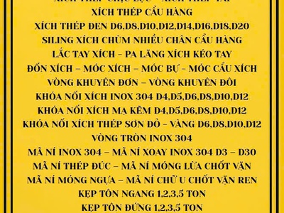 Dây xích mạ kẽm D10,8,6,5,4,3,2 rẻ Hà Nội 0912521058 Kim khí Thanh Sơn có khóa nối xích thép mạ kẽm 0