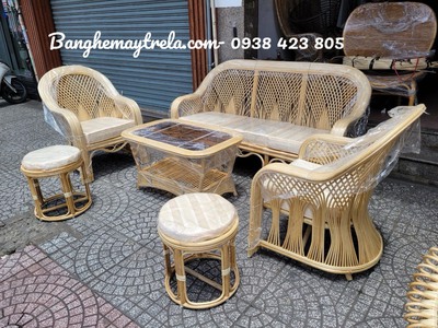 Bàn ghế sofa mây cây đóng phòng khách 0