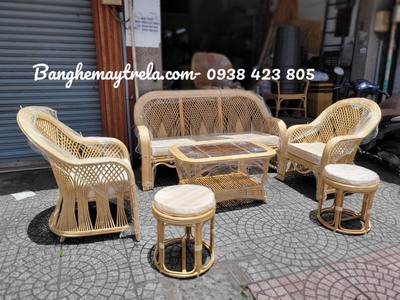 Bàn ghế sofa mây cây đóng phòng khách 2