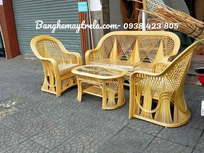 Bàn ghế sofa mây cây đóng phòng khách 3