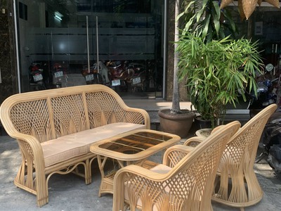 Bàn ghế sofa mây cây đóng phòng khách 6