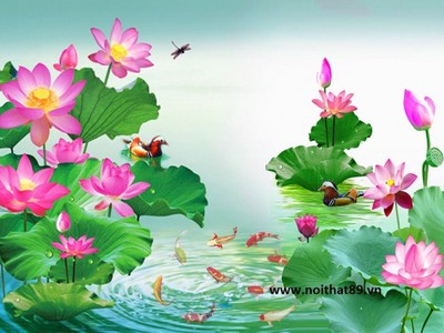 Gạch tranh 3d hoa sen - gạch tranh 3d hoa sen - MNB54 7
