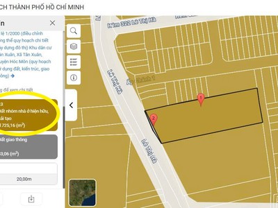 Bán gấp lô đất 1723m2 thổ. mặt tiền lê thị hà   hóc môn, chỉ hơn 60tr/m2 2