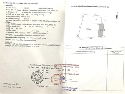 Chính chủ cần bán đất thổ cư số 1 ngõ 29/72 phố khương hạ, khương đình, thanh xuân hà nội 4