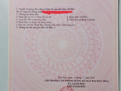 Bán đất chính chủ   vị trí đẹp, giá tốt   đức hòa, long an 1