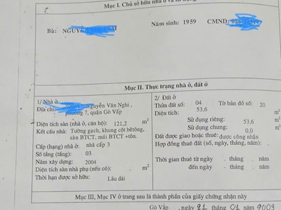Bán nhà chính chủ   gò vấp   gần ngã 5 chuồng chó   giá 6,3 tỷ 0