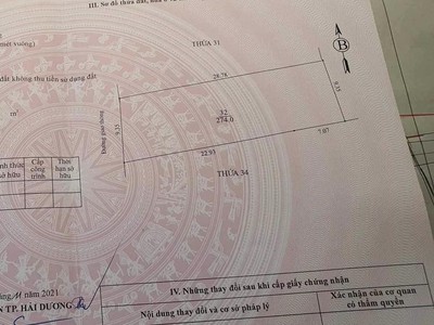 Bán lô đất 274m2 khu Liễu Tràng, phường Tân Hưng, TP HP mới, mt 9.35m, đường 2 oto tránh 2