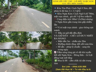 So với đất tân phát 5km giá 3.2 tỷ   thì đây là món hời thật sự  lô đất mặt trục chính ngọc kim 0