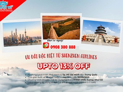 Shenzhen Airlines ưu đãi đến 13 vé bay từ TP.HCM đi Trung Quốc 0