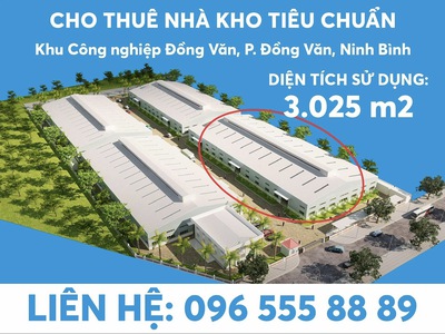 Cho thuê kho xưởng sản xuất, chứa hàng đầy đủ PCCC tại KCN Đồng Văn 1, Phường Đồng Văn,Ninh Bình 0