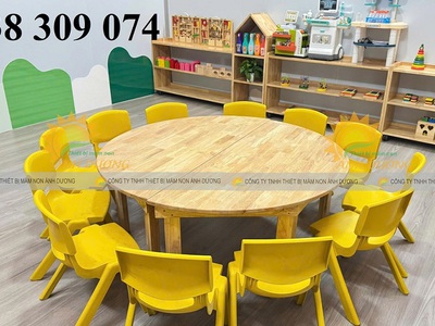 Bàn gỗ mẫu giáo, bàn gỗ mầm non, bàn học gỗ cho bé mầm non 0
