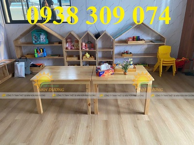 Bàn gỗ mẫu giáo, bàn gỗ mầm non, bàn học gỗ cho bé mầm non 1