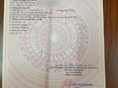 Em đang cần tiền muốn bán lô đất phun thổ cư - dt 140m tại trung tâm tam đảo, phú thọ 0