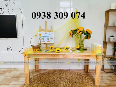 Bàn gỗ mẫu giáo, bàn gỗ mầm non, bàn học gỗ cho bé mầm non 3