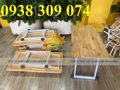 Bàn gỗ mẫu giáo, bàn gỗ mầm non, bàn học gỗ cho bé mầm non 6