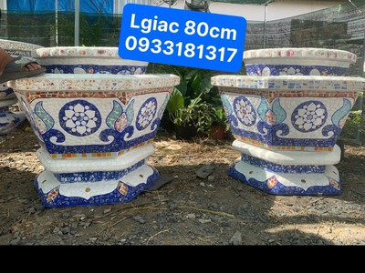 Nghệ nhân dán miễng sành sứ - ốp sành - chuyên chậu hoa - bể cá cảnh 10