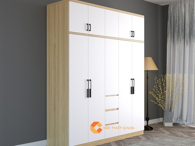 Tủ Quần Áo Gỗ MDF 4 Cánh Kết Hợp Kệ Trang Trí 2