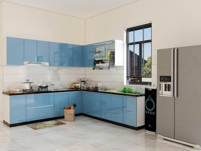 Tủ Bếp Acrylic An Cường Bóng Gương Màu Xanh Cao Cấp 1