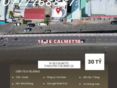 Góc 2 mặt tiền 14-16 calmette, quận 1, 7 tầng thang máy hđt 90tr/ tháng 2