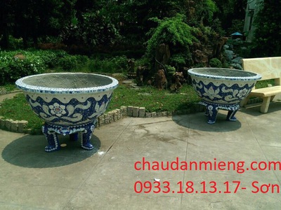 Chậu hoa   chậu cảnh   chậu hoa dán miễng , ghép sành sứ   chậu to 21