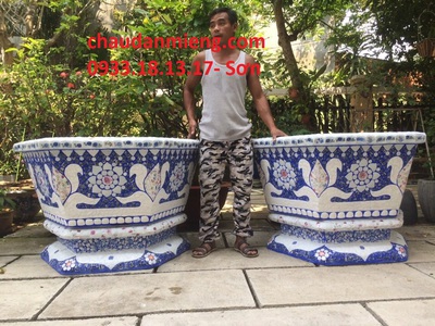 Chậu hoa   chậu cảnh   chậu hoa dán miễng , ghép sành sứ   chậu to 23