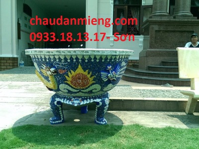 Chậu hoa   chậu cảnh   chậu hoa dán miễng , ghép sành sứ   chậu to 24