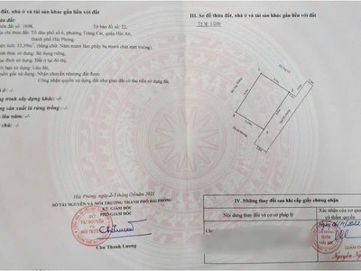 Cần bán lô đất ngõ 38 Cát Vũ ngay cạnh TDC 55,31m2 giá chỉ 22tr/m2 2